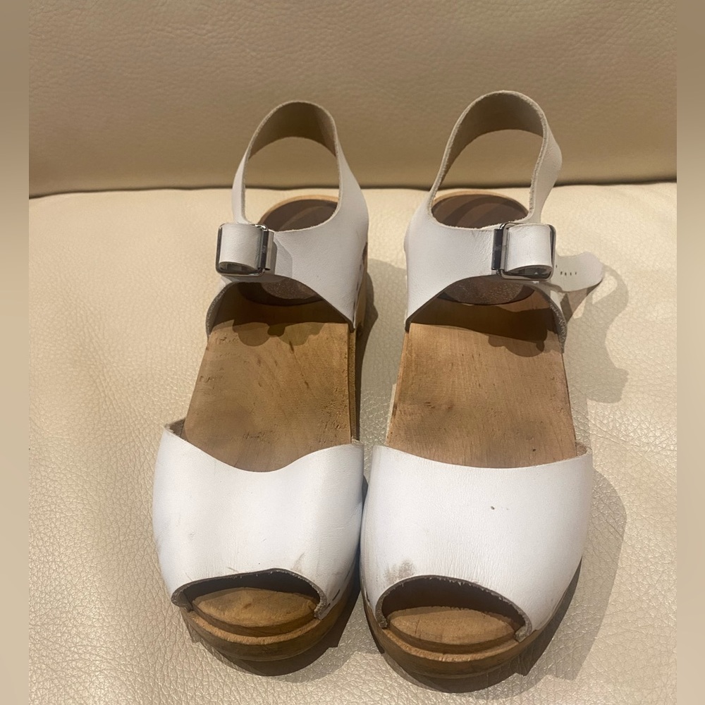 MIA made in Sweden white ankle strap clogs